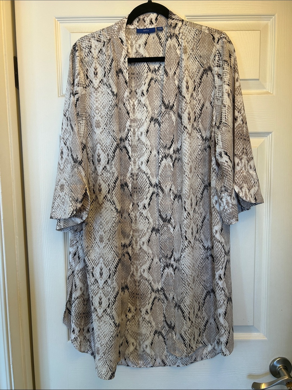 Apt. 9 Snake Print Open Cardigan - Beige & Black